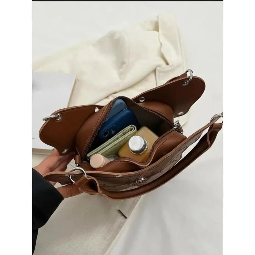 Butterfly Shaped Handbag In Brown - Picture 7 of 10